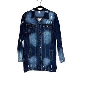 Lace Cactus womens sizelarge denim jacket pockets, distressed, boho, western,,